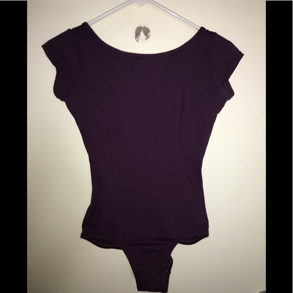 PLUM CAP SLEEVED BOAT NECK LEOTARD BODYWRAPPERS